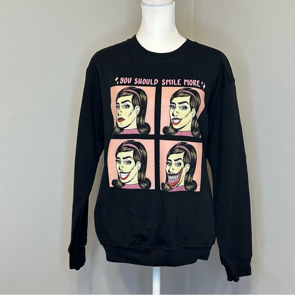 “You Should Smile More” Graphic Crewneck Sweatshirt